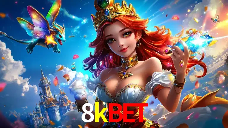 A princesa de um reino de fantasia mágico, com seu pequeno dragão, apresentando um mundo de prêmios encantados nos jogos de caça-níqueis do cassino 8kbet.